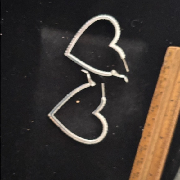 None Jewelry - Silver Heart Hoop Earrings